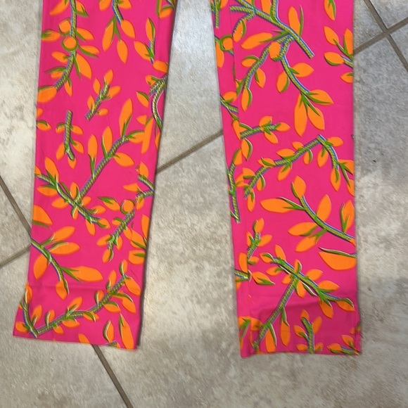 Gretchen Scott Neon Pink Orange Floral Print Pants XS Dopamine Preppy - Picture 6 of 8